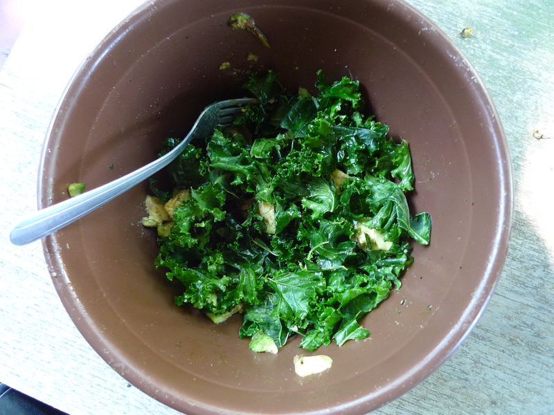 kalecado salad,
half-eaten