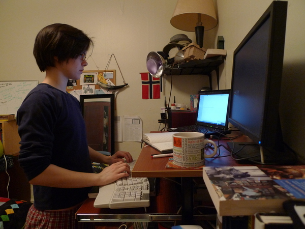 working at a
standing desk